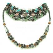 Assorted Colored Hematite Star Beads and Semi-precious Stone Beads Strands Necklace